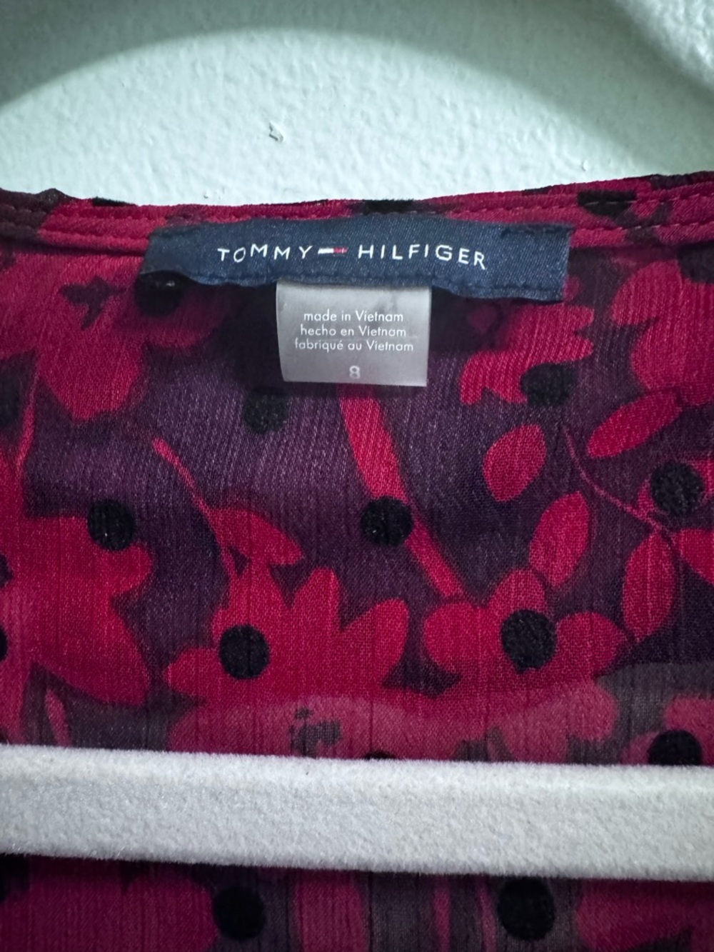 Tommy Hilfiger Red Floral Long-Sleeve Midi Dress - Picture 6 of 7